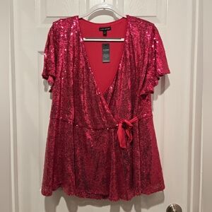 Lane Bryant Pink Sequin top size 18/20